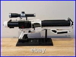 3D Printed Star Wars First Order F-11D Blaster Prop Replica with RGB LED Stand