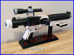 3D Printed Star Wars First Order F-11D Blaster Prop Replica with RGB LED Stand