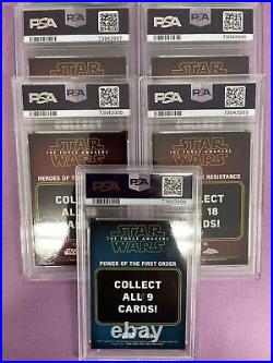 (5) 2016 Topps Chrome Star Wars POWER OF THE FIRST ORDER PSA 10 GEM MT LOT