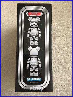 Bearbrick 400% + 100% Star Wars First Order Stormtrooper Chrome Ver. Brand New