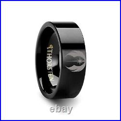 Jedi Order Symbol Star Wars Black Tungsten Engraved Wedding Ring 4mm 12mm