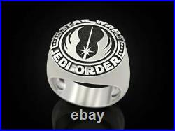 Jedi order Symbol Star wars Unique Mens ring In Solid 925 Sterling Silver