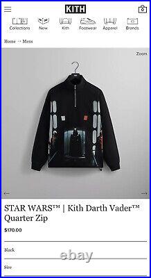 KITH x STAR WARS Darth Vader Quarter Zip, Size MEDIUM. (CONFIRMED ORDER) Limited
