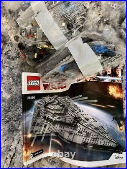 LEGO Star Wars Episode VIII First Order Star Destroyer 75190 INCOMPLETE w MANUAL