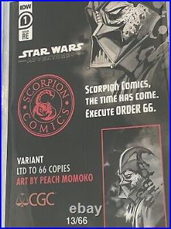 Star Wars 1 Order 66 Peach Momoko Variant Cgc 9.8 Ss Ian Mcdiarmid Emperor Mint