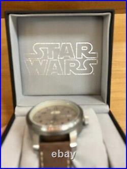 Star Wars Collectors Wrist Watch Jedi Order Brown Leather Stainless With Box J0047