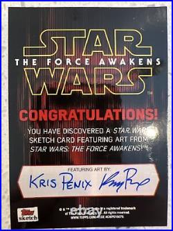 Star Wars Force Awakens Sketch Card Artist Kris Penix First Order Trooper