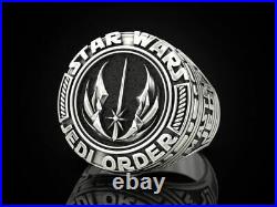 Star Wars Master Jedi Order Wings 925 Silver Organic Oxidized Men's Biker Ring
