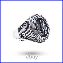 Star Wars Master Jedi Order Wings 925 Silver Oxidized Men's Biker Ring Gift